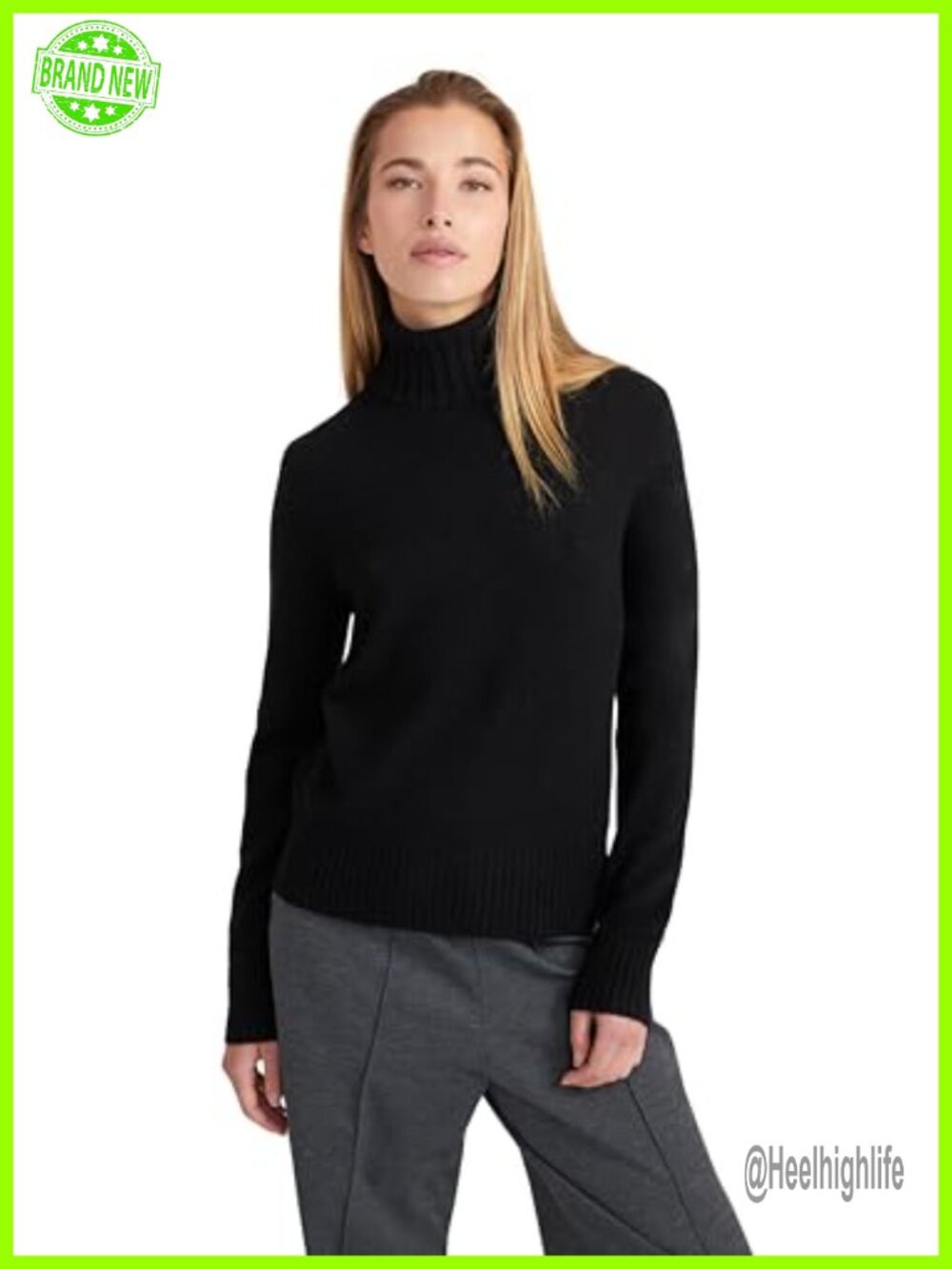 100% Cashmere Boxy Turtleneck Turtleneck Pullover Sweater